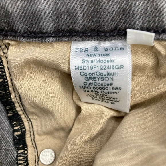 Rag & Bone Women's Gray Fly Button Slim Fit Jean. Sz: 30 - Picture 10 of 10